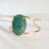 Green quartz oval cabochon cuff bracelet