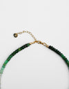 14-karat gold emerald anklet with moissanite hamsa hand charm