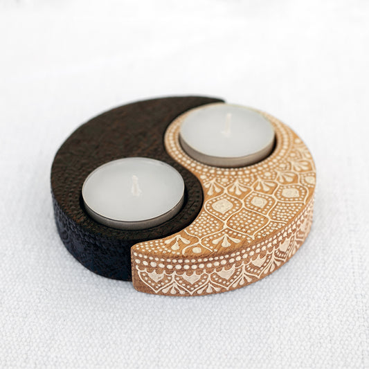 "Noir et Blanc tea light" candle holder