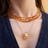 Double-terminated citrine connector necklace
