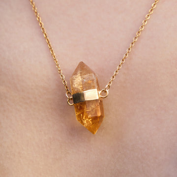Double-terminated citrine connector necklace