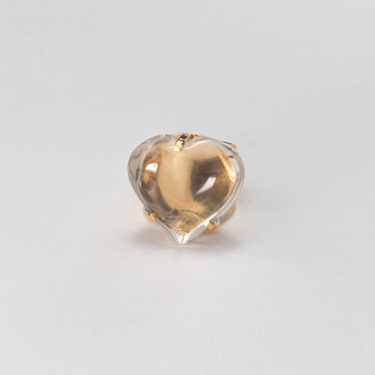 Crystal heart cuff ring