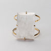Large faceted rectangle crystal quartz cuff bracelet