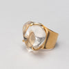 Crystal heart cuff ring