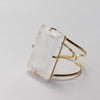 Large faceted rectangle crystal quartz cuff bracelet