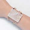 Large faceted rectangle crystal quartz cuff bracelet