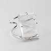 Large faceted rectangle crystal quartz cuff bracelet