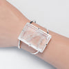 Large faceted rectangle crystal quartz cuff bracelet