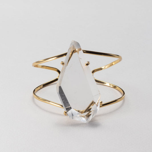 Chunky Lemurian crystal statement cuff bracelet