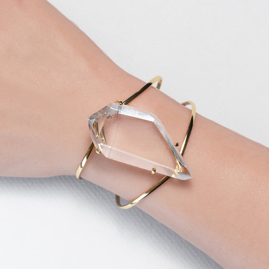 Chunky Lemurian crystal statement cuff bracelet