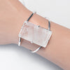 Medium faceted rectangle crystal quartz cuff bracelet