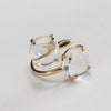 Crystal quartz dual round cabochon ring