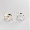 Crystal quartz dual round cabochon ring