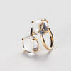 Crystal quartz dual round cabochon ring