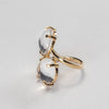 Crystal quartz dual round cabochon ring
