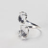 Crystal quartz dual round cabochon ring