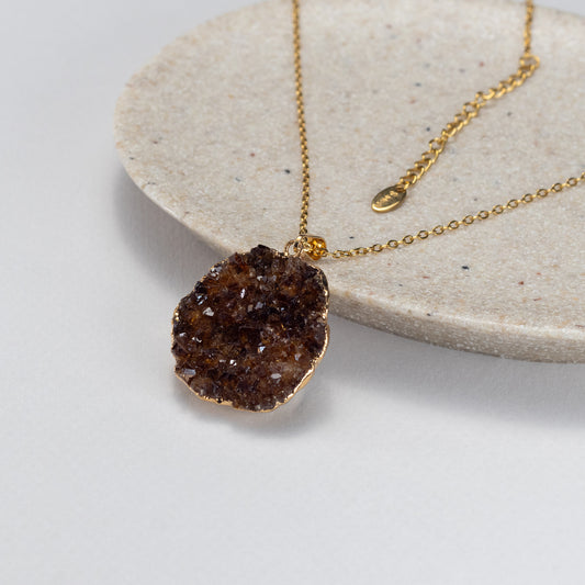 Druzy citrine cluster pendant