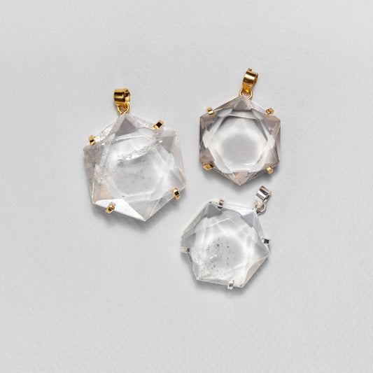 Small crystal hexagon pendant