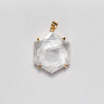 Large hexagon crystal quartz pendant