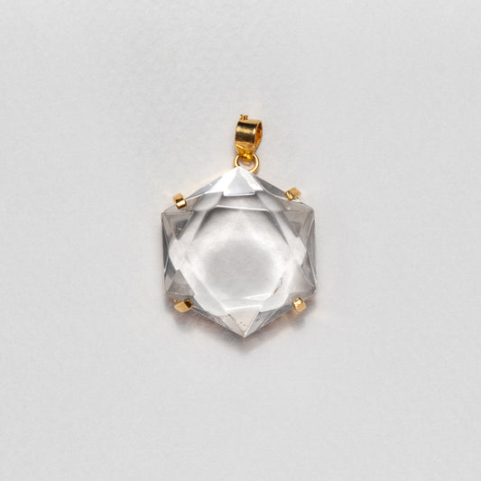 Small hexagon crystal quartz pendant