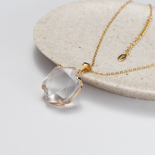 Small crystal hexagon pendant