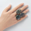 Moss agate mixed shape cabochon rings