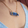 Raw blue kyanite connector necklace
