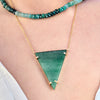 Green quartz triangle connector necklace