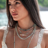 Hathor Crystalina — shaded aquamarine & lemurian crystal necklace