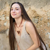 Hathor Crystalina — red labradorite & pink lemurian crystal necklace