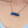 Raw blue kyanite connector necklace