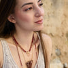 Hathor Crystalina — red labradorite & pink lemurian crystal necklace