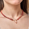 Hathor Crystalina — red labradorite & pink lemurian crystal necklace