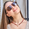 Hathor Crystalina — red labradorite & pink lemurian crystal necklace