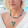 Green quartz triangle connector necklace