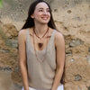 Hathor Crystalina — red labradorite & pink lemurian crystal necklace
