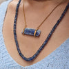 Raw blue kyanite connector necklace