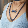 14K gold blue kyanite faceted rondelle beaded necklace