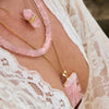 Rose quartz double terminated connector necklace