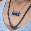 14K gold blue kyanite faceted rondelle beaded necklace