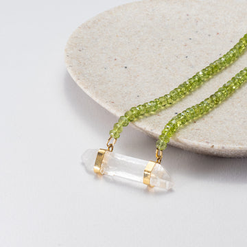 Demeter Lumira — green peridot & lemurian crystal necklace