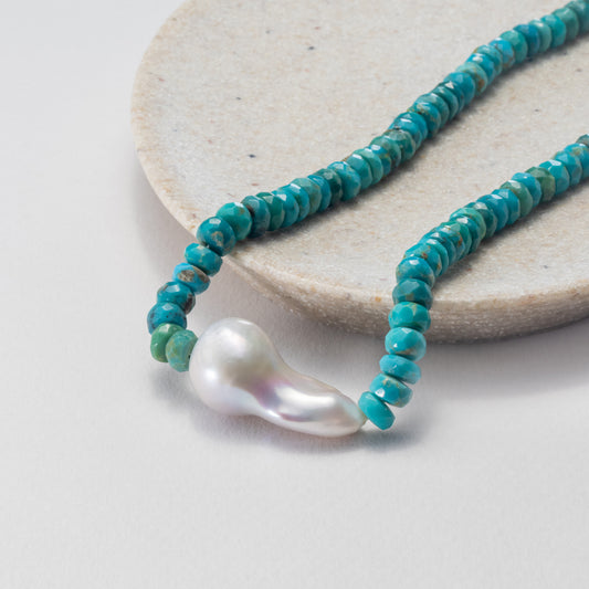 Thalassa Pearl — Arizona turquoise & pearl necklace