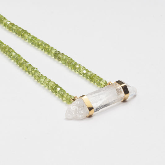 Demeter Lumira — green peridot & lemurian crystal necklace
