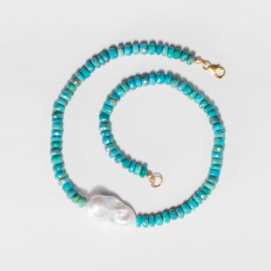 Thalassa Pearl — Arizona turquoise & pearl necklace