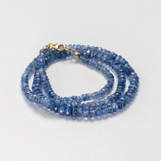 14K gold-filled blue kyanite faceted rondelle beaded necklace