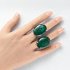 Malachite oval cabochon ring
