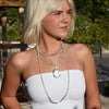 Oversized freeform faceted crystal quartz pendant