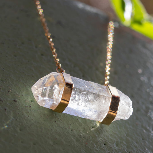 Lemurian crystal connector necklace