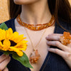 Tangerine quartz druzy cluster necklace