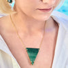 Green quartz triangle connector necklace